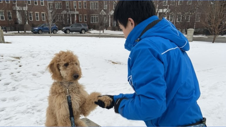 Ian with a dog